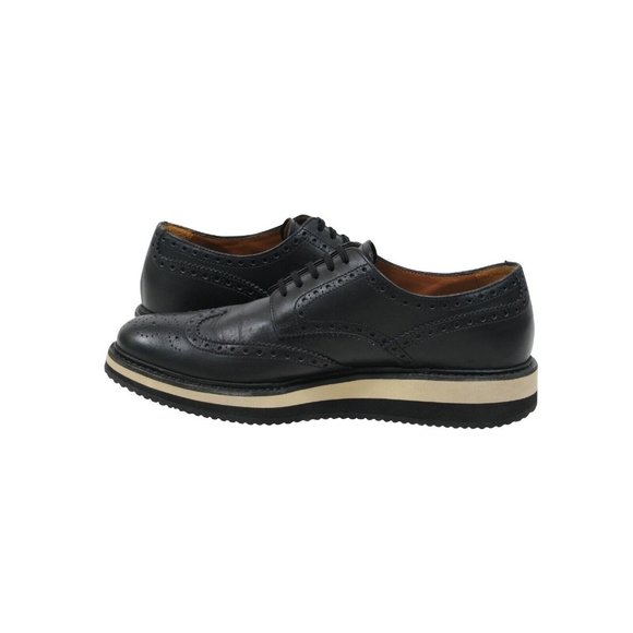 Prada Mens Derby Medallion Wingtip Platform Brogues US8 P7 Black Leather Shoes main image 4